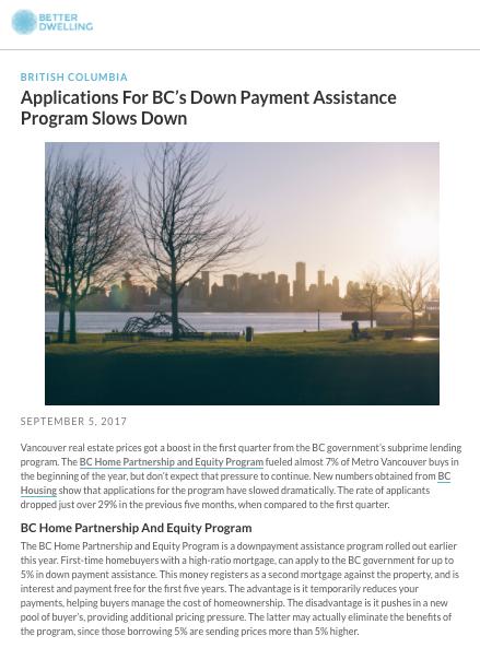 The Drivers To 2017 BC Home PARTNERSHIP 2,623applications 1,135 funded $16.5m in loans ($14,537/ea.vs.