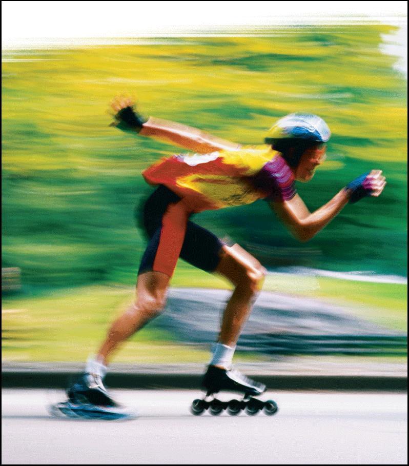 The speed of an inline skater is usually described in meters per