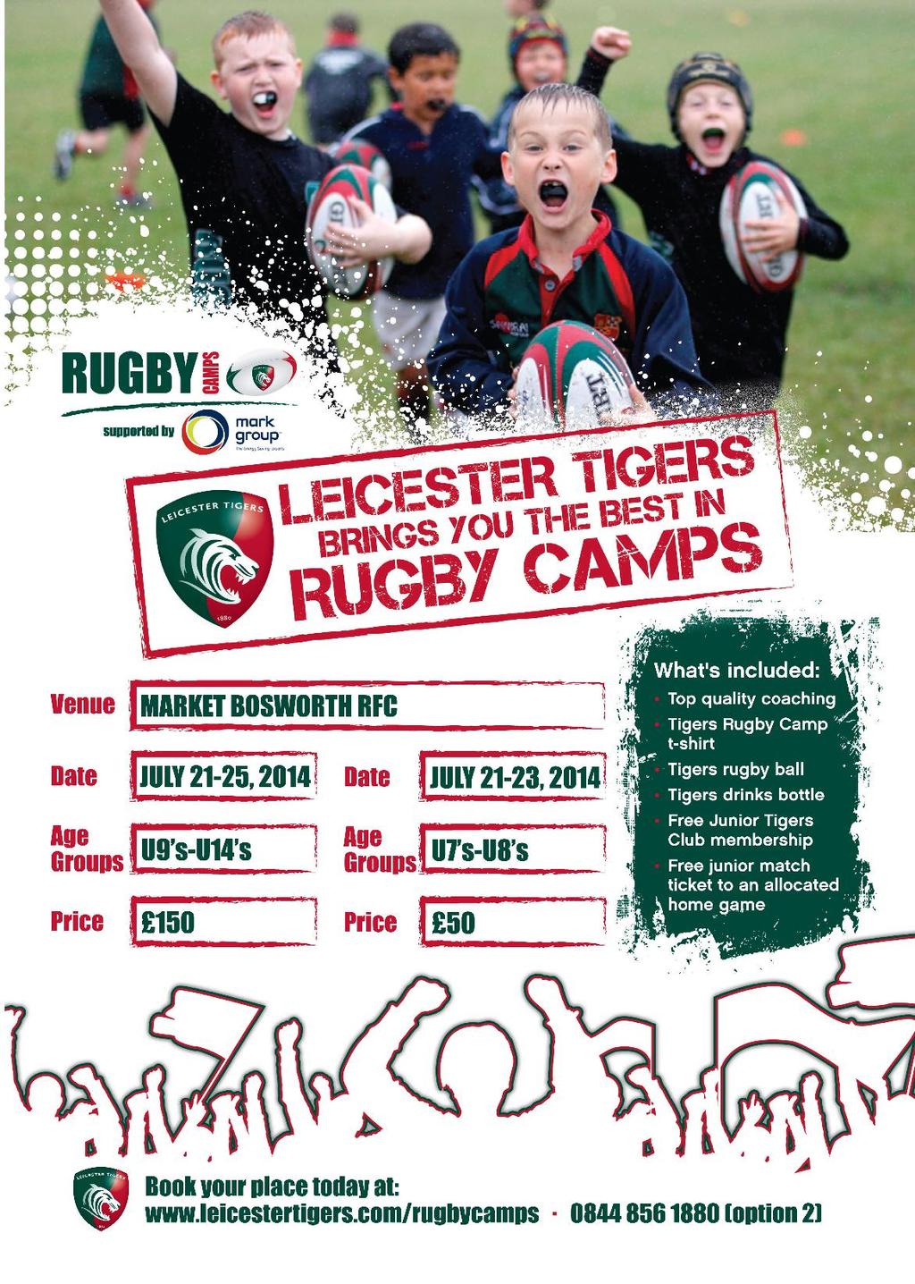 The annual Tigers Summer camps will be at MBRFC 21 st to 25 th July