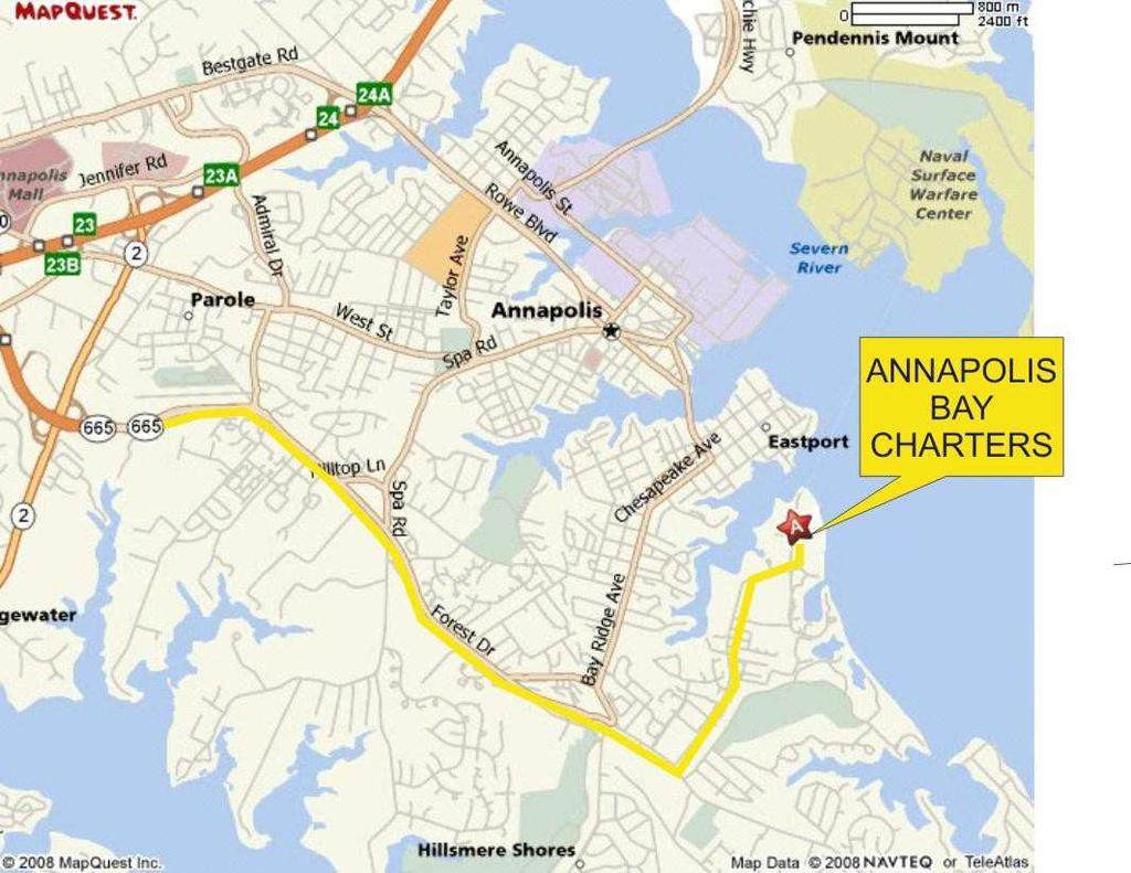 DIRECTIONS ANNAPOLIS BAY CHARTERS IS LOCATED AT PORT ANNAPOLIS MARINA Our office and fleet are located at Port Annapolis Marina on Back Creek in Annapolis, Maryland.
