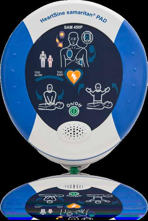 Features for HeartSine samaritan PAD 450P Features: Integrated CPR Rate Advisor provides CPR coaching with metronome plus real-time verbal and visual CPR-rate feedback Pad-Pak electrode pad and
