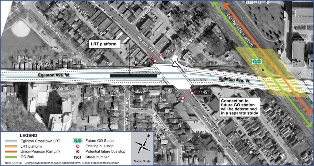 3.5.6.2 Weston Stop The Weston Stop will be loced the intersection of Eglinton Avenue and Weston Road. The Weston Stop is shown on Sheet No. 32.