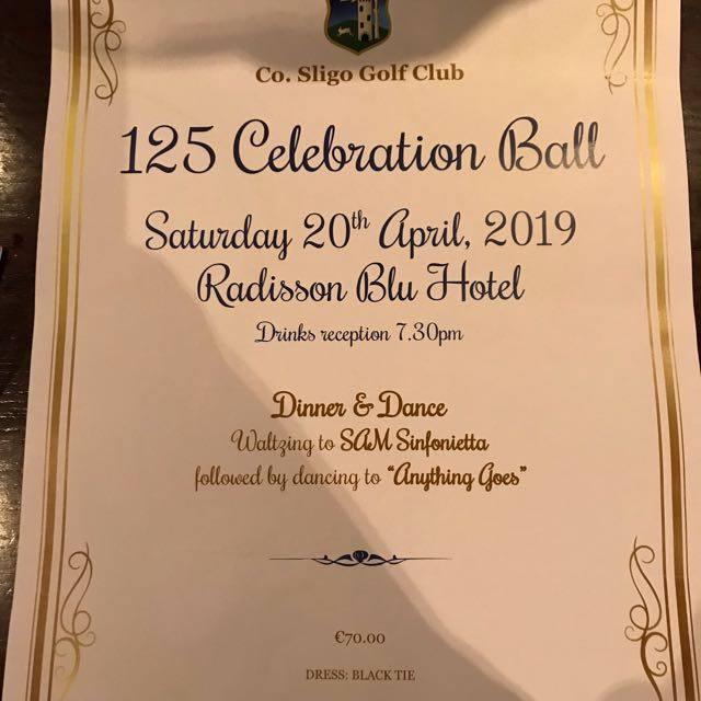 The CSGC 125 Celebration Ball The 125 Celebration ball was launched by Robert Fitzpatrick at the Captains Drive in. Waltzing lessons are to start soon in the golf club. Tickets are almost sold out.