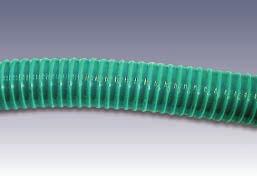 82 A green medium duty spiral hose with a PVC helix reinforcement for use with suction and discharge of liquids,