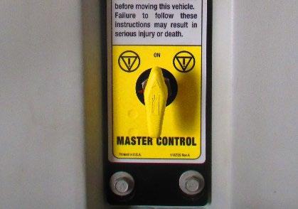 Master Control Switch The trailer is equipped with a master control switch, or emergency stop switch, on the front and rear of the trailer.