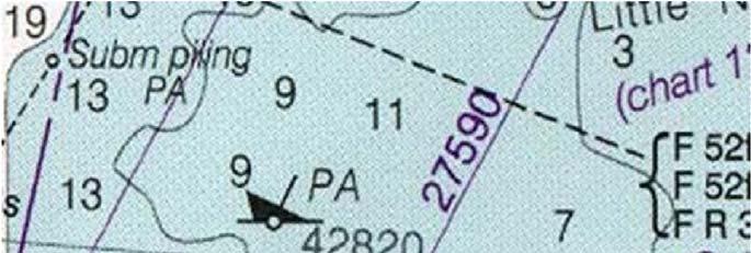 Chapter 3 Programs Figure 3.7 illustrates submerged piling as PA and a wreck showing above the water as PA).