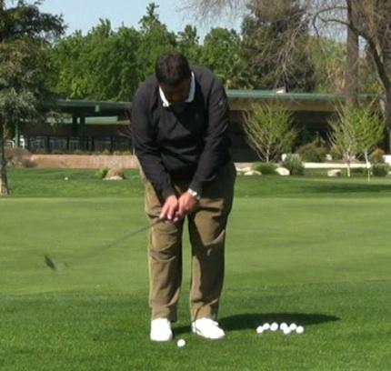 Forearms will AUTOMATICALLY move IN RESPONSE TO the left wrist lifting the club When the clubhead taps the earth on this shot, the clubhead will stop in the grass and not swing through Clubhead