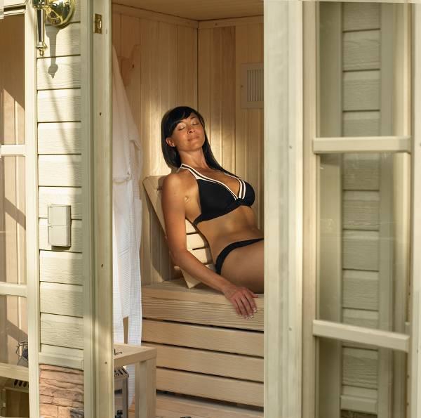 saunas and is the only outdoor sauna line with designer Cal Stone paneling to coordinate with