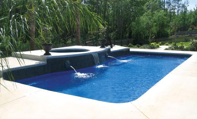 LENGTH WIDTH DEEP END SHALLOW END GALLONS Moroccan 38 38 4 15 6 2 3 8 19,800 The Leisure Pools Moroccan Style incorporates the best features of previous Leisure Pools with exciting new