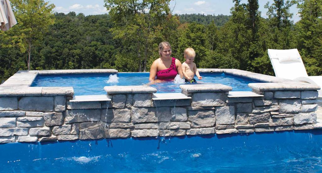 THE MERCURY TANNING LEDGE + Accent your installation project with sun ledges from Imagine Pools + Choose your preferred placement for two to three spillways around perimeter + Easily installed