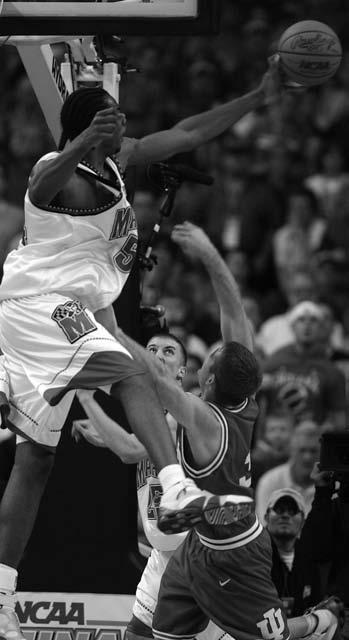 112 ATTENDANCE HISTORY Attendance History By Tournament Photo by Ryan McKee/NCAA Photos Maryland's Chris Wilcox blocks a shot attempt from Indiana's Tom Coverdale during the 2002 Final Four held in