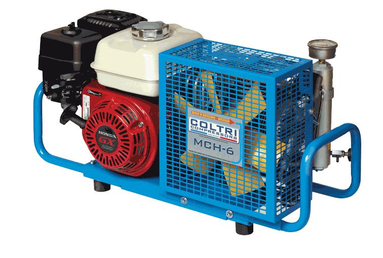 COLTRI / NUVAIR MCH6 PORTABLE HP COMPRESSORS FEATURES Excellent portability 500 psi (10 bar) max pressure Grade E breathing air filtration Tach hour meter standard on gas unit OPTIONS Pressure switch