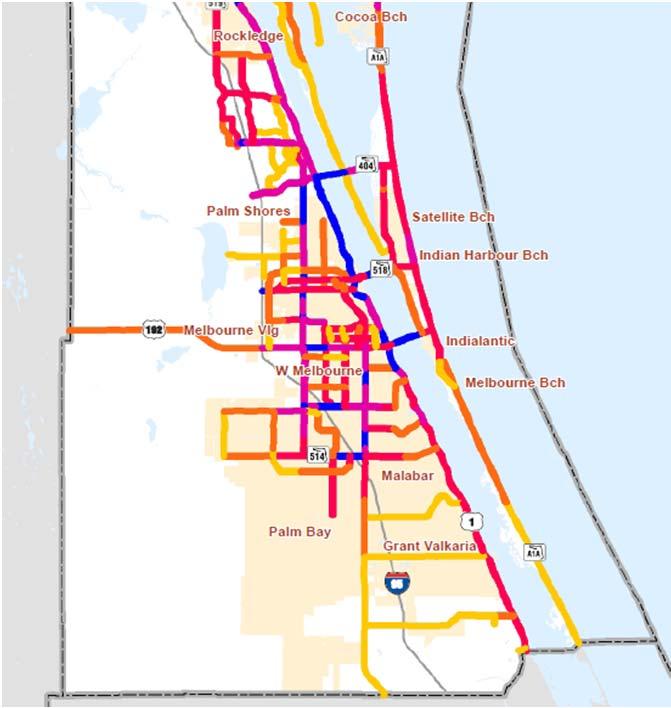 Roadway Corridor Average Volume Range Malabar Rd. Palm Bay Rd.
