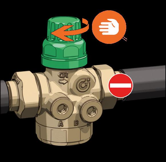 test ports (Caleffi code 100000) (8) to be fitted in the connections with the system cold and not in pressure.