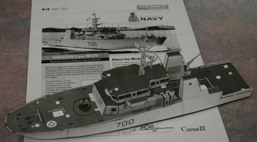 ON THE WAYS (Continued from Page 3) Dave Anderson brought a paper model of a Kingston class MCDV (Maritime Coastal Defence Vessel) at a scale of about 1:200 which he had built from patterns