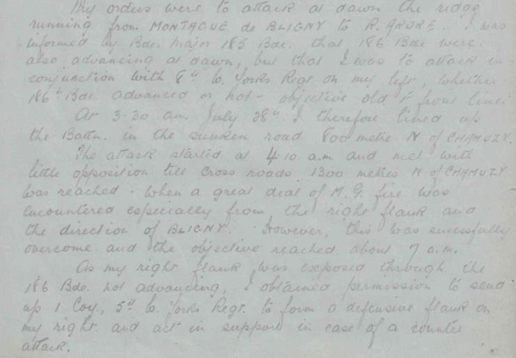Battalion diary for 28 th July 1918 Spencer was
