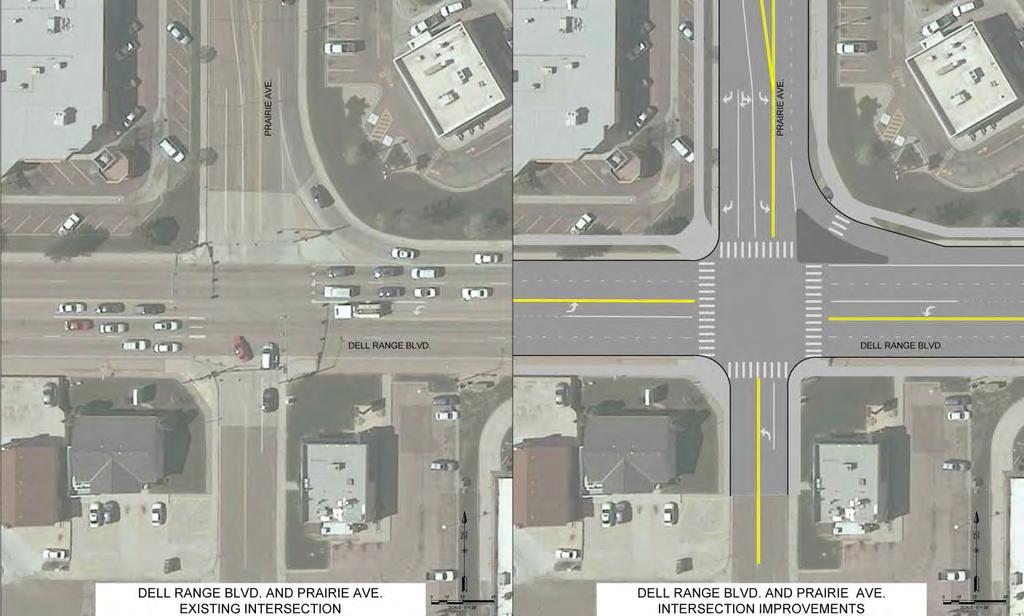 5. Prairie Avenue Intersection The existing intersection of Dell Range Boulevard and Prairie Avenue operates with all movements at LOS D or better, with the exception of the northbound left-turn