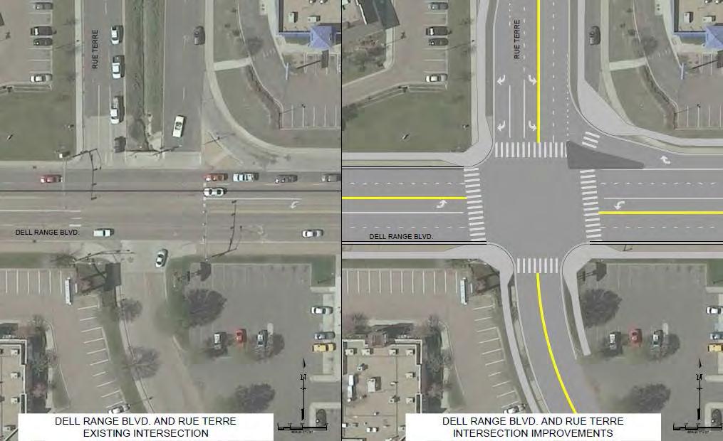 6. Rue Terre Intersection The existing intersection of Dell Range Boulevard and Rue Terre operates with all movements at LOS D or better, with the exception of the southbound left-turn movement