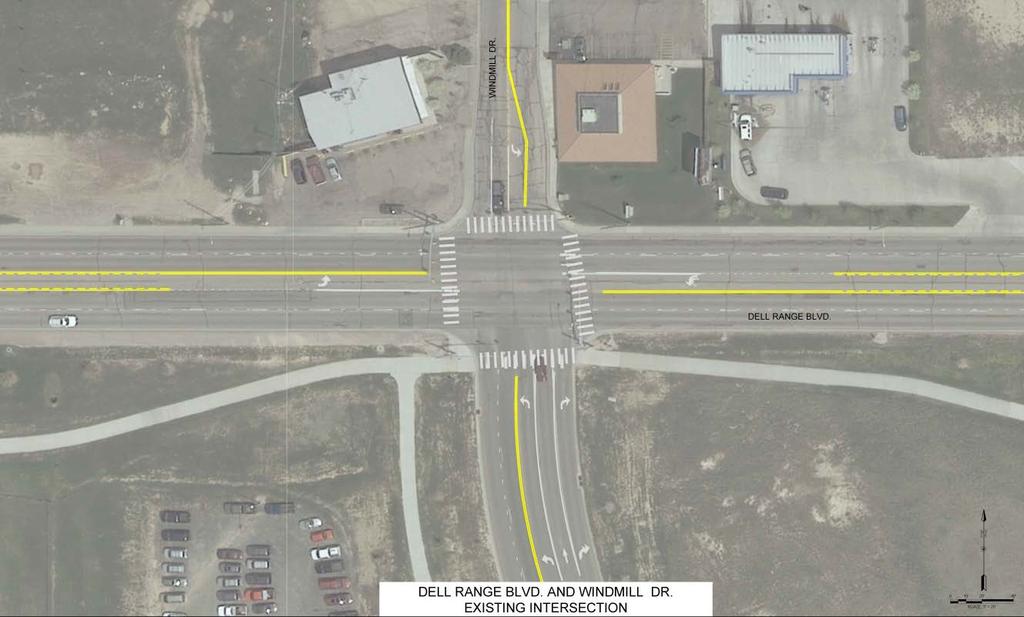 9. Windmill Road Intersection The existing intersection of Dell Range Boulevard and Windmill Road operates with all movements at LOS D or better.