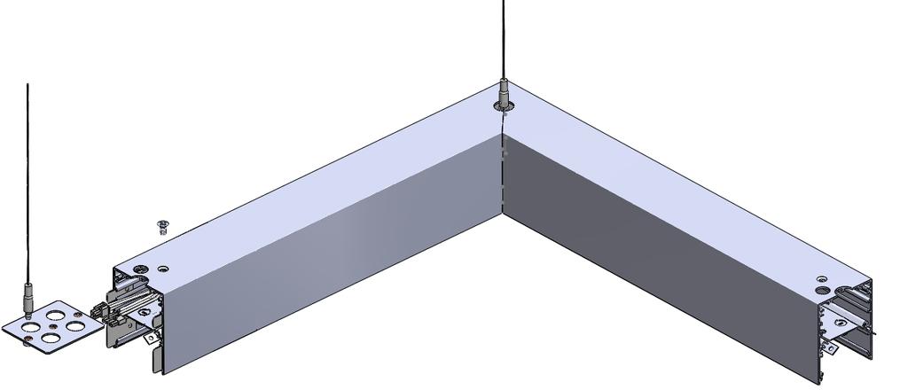 INSTALLATION INSTRUCTIONS FOR JOINING AND SUSPENDING CORNER Support the fixture using the hanger brackets located at the end of the fixture or optional bracket located in the center of the corner to