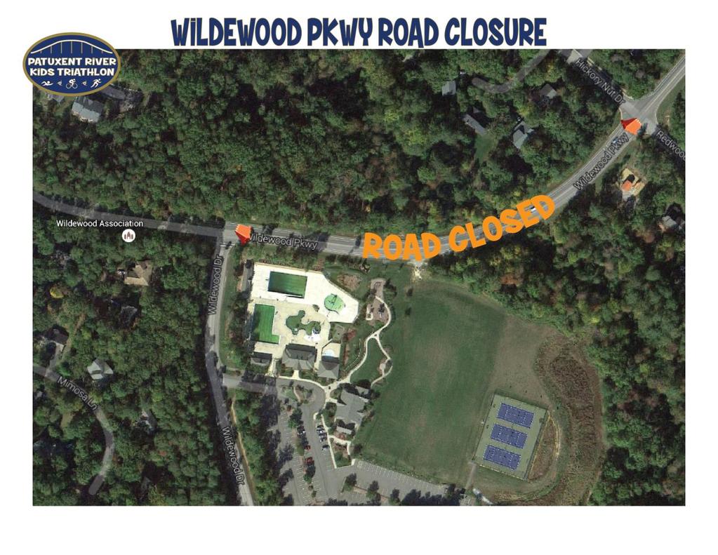 Road Closures and Detours Note for residents and visitors to Wildewood on race morning the section of Wildewood Parkway from Hickory Nut Dr (but NOT including it) to Wildewood Drive (not including