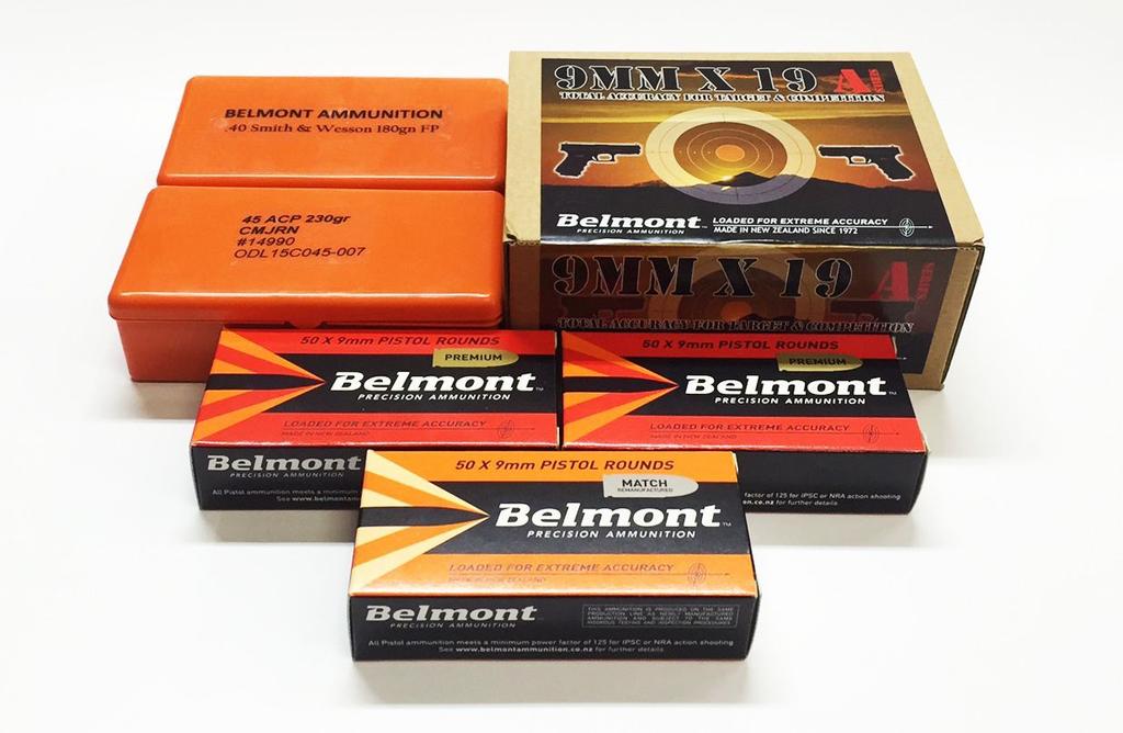 Belmont Pistol Ammunition Belmont 38 Super 14780 38 SuperComp Major 124Gr FMJRN 50 $45.00 14783 38 SuperComp Minor 124Gr FMJRN 50 $45.00 Belmont 40 S&W 14850.40 S&W 180Gr FMJFP 50 $55.00 14856.