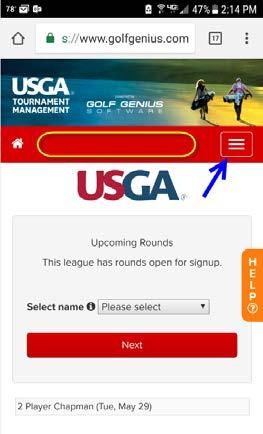 Phone Users If you are using a smart phone to access GGS, the Home page for USGA Tournament Management will look very similar to the computer web page (see figure 6 below) Figure 6 Phone USGA