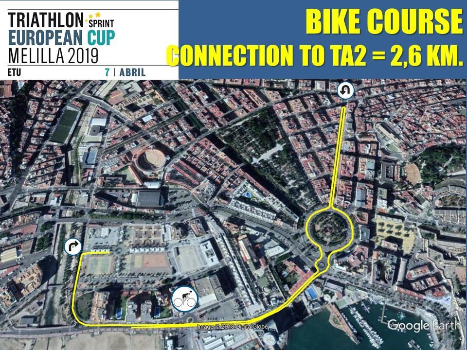 BIKE COURSE The first part of the bike course is 1,5 km before passing through T2 for the