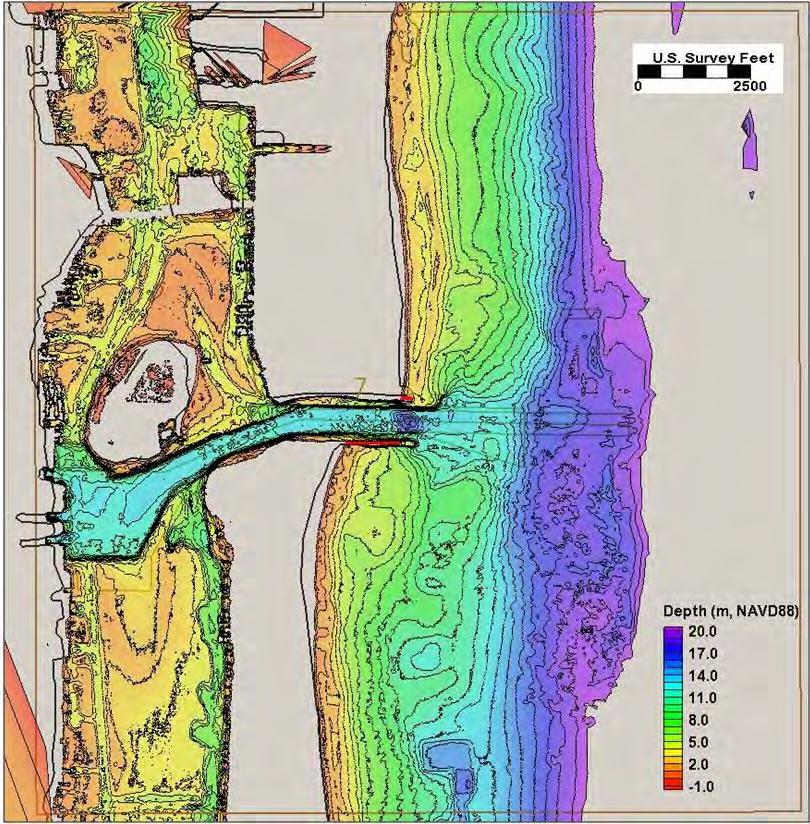 DRAFT Figure 5. Palm Beach Harbor hydrodynamic model bathymetry (depth in meters).