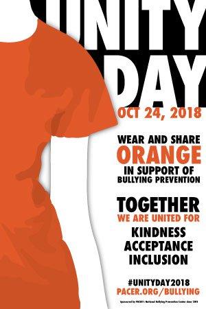 Unity Day Tomorrow is Unity Day! Please wear orange to honor Grissom s fight against bullying!