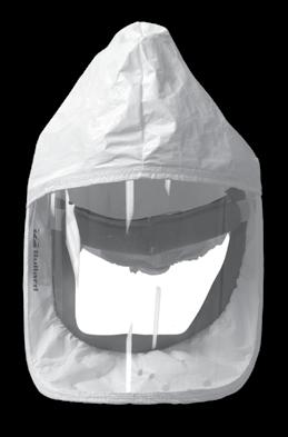 The flow of air is delivered to the respirator wearer through a patented air delivery system.