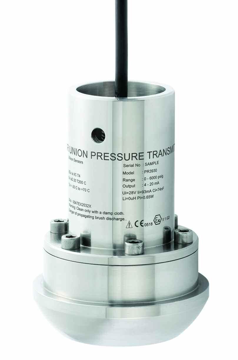 PR3930 HAMMER UNION PRESSURE TRANSMITTER WECO 1502, 2 MALE WING UNION PRESSURE CONNECTION ATEX CERTIFIED AND ALL EQUIVALENTS 10000psi LINE PRESSURE FOR HAZARDOUS AREAS: ZONE 0 GAS GROUP IIC,