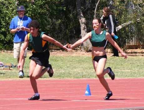 A Downwards pass is where the outgoing athlete s hand is held facing palm up and the baton is placed in the hand in a downward motion by the incoming athlete.