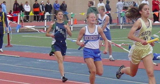 Jacqui Culbertson runs a leg of the 3200m relay at Housman Field in 2002 2002 Heather Johnston 11 th 3200m Relay 2002 Rachel Wells 12 th 1600m Relay 2003 Jackie Braun 12 th 400m Relay, 800m Relay