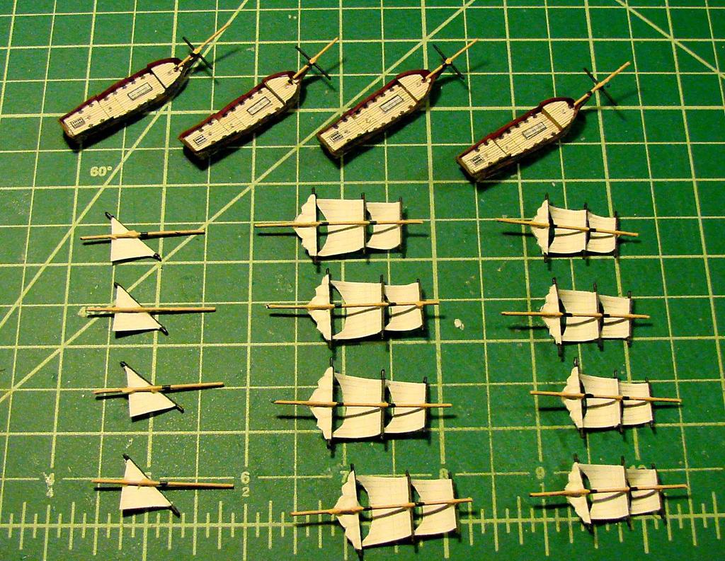 Putting together the 32 sails and yards and assembling them to the masts was by far the most time consuming step of the construction.