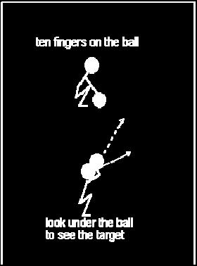 Place ten fingers on the ball gripping the ball only using the pads of the fingers. Raise the ball to the forehead at the same time pushing with your legs.