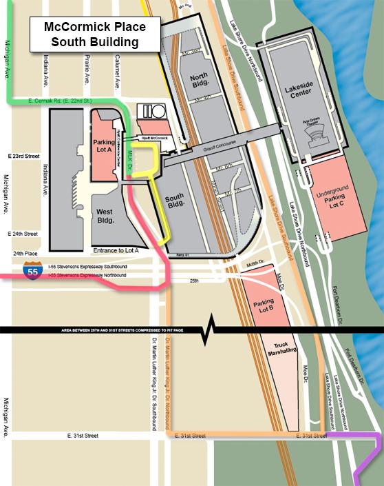 From the Indiana Skyway: Proceed on I-90 West (Indiana Tollway) which will turn into the Chicago Skyway. Merge onto I-90/94 West (Dan Ryan Expressway). Exit onto I-55 North (Stevenson Expressway).