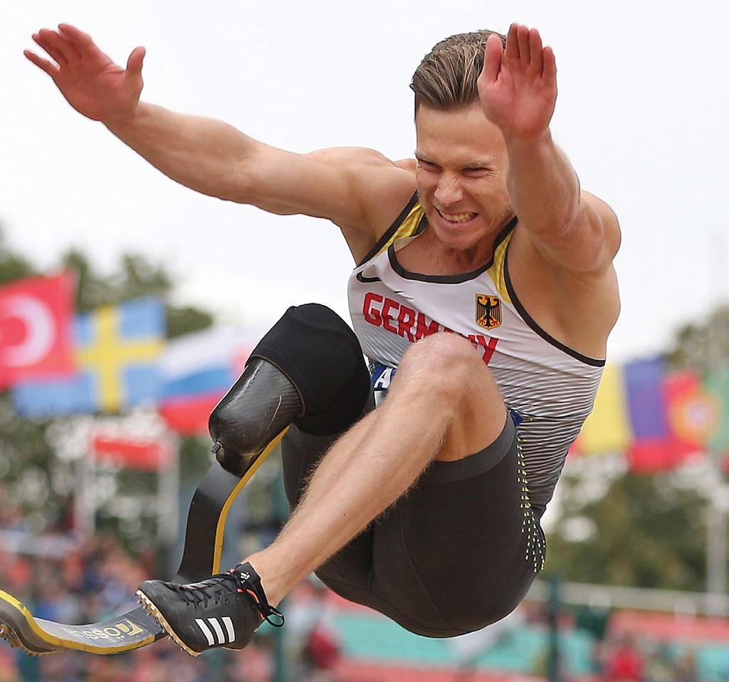 Image: Markus Rehm setting the new world record in men s Long Jump (T64) with 8.48 meters at the World Para Athletics European Championships in Berlin, 2018.