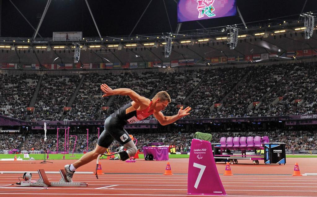 Gareth Copley/Getty Images Image: Rehm starting in the men's 4 100m Relay (T42/T46) Final at the London 2012 Paralympic Games.