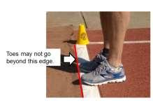 You may ask the athletes if they need guidance on feet placement if he/she seems confused. Athletes shall use both feet on take-off.