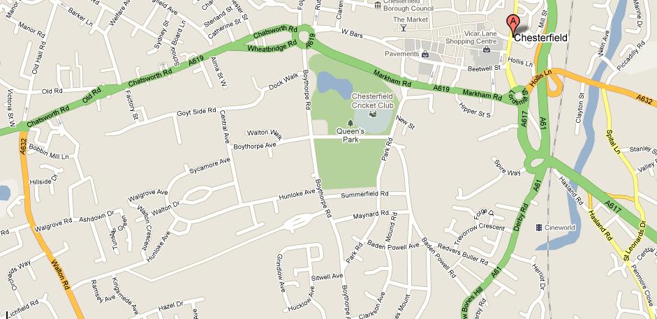 Parkside School For those using more local roads or approaching from the East or West: You will need to find your way to the junction of the A617 and the A61 which is known locally as the Horns