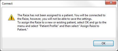EXISTING PATIENT If it is a current Raize user, the program will automatically detect this and bring up the patient s existing information, providing that patient was previously set