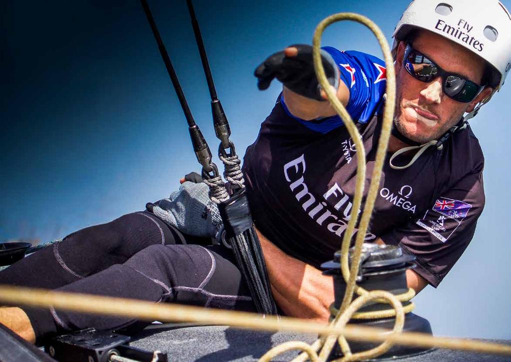 Blair Tuke clears the lines onboard Emirates Team New Zealand on race day two of