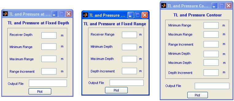 Fig. A22 TL and Pressure Plot To calculate the TL and Pressure at fixed depth user has to give the Receiver depth and the range in which user want to see the pressure and TL.