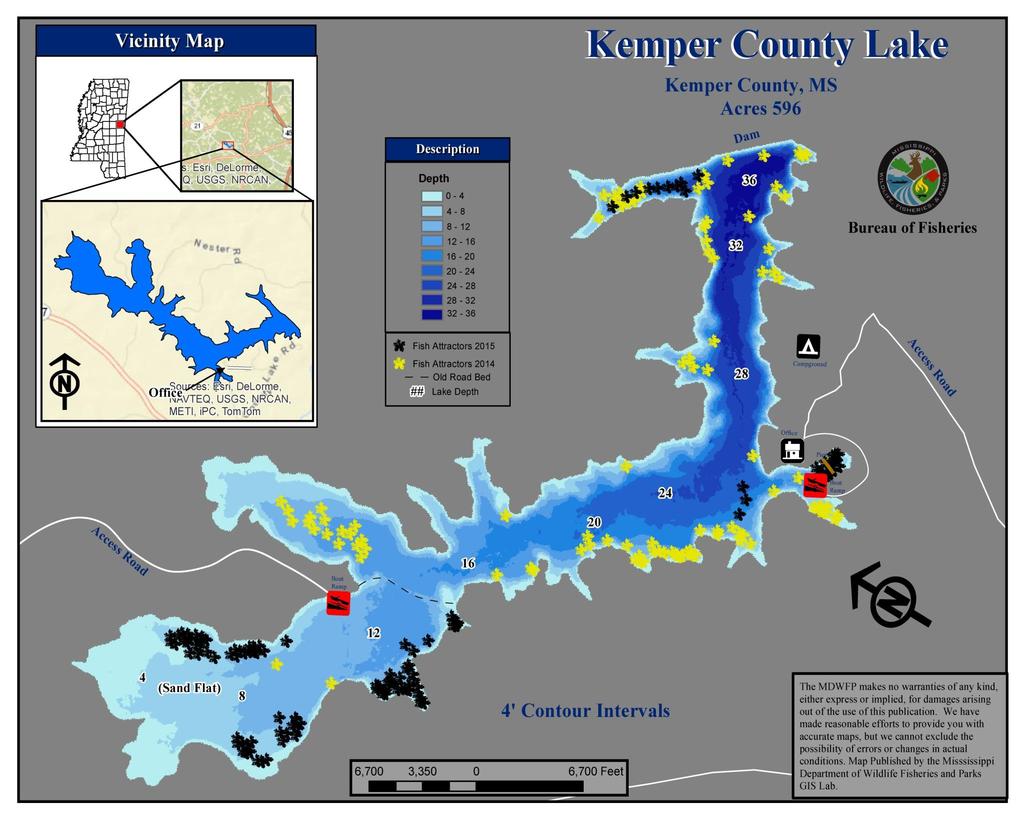 Below: Kemper County Lake depth map