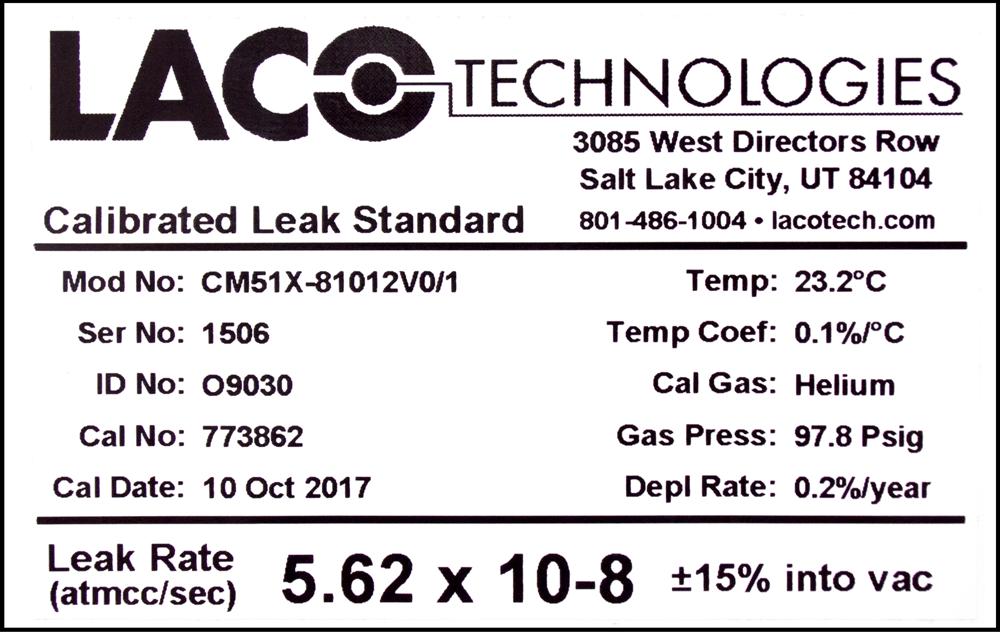 22 Calibrated Leak Label 2017 LACO