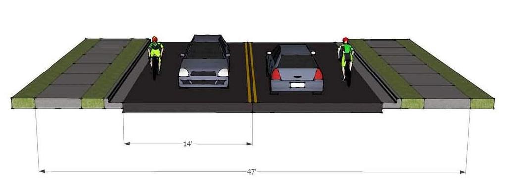 Appendix B Project Cross Sections 2-Lane with Sidewalk and Bicycles This cross section configuration includes two, 14 foot lanes with curb and gutter and sidewalks on both sides of the roadway.