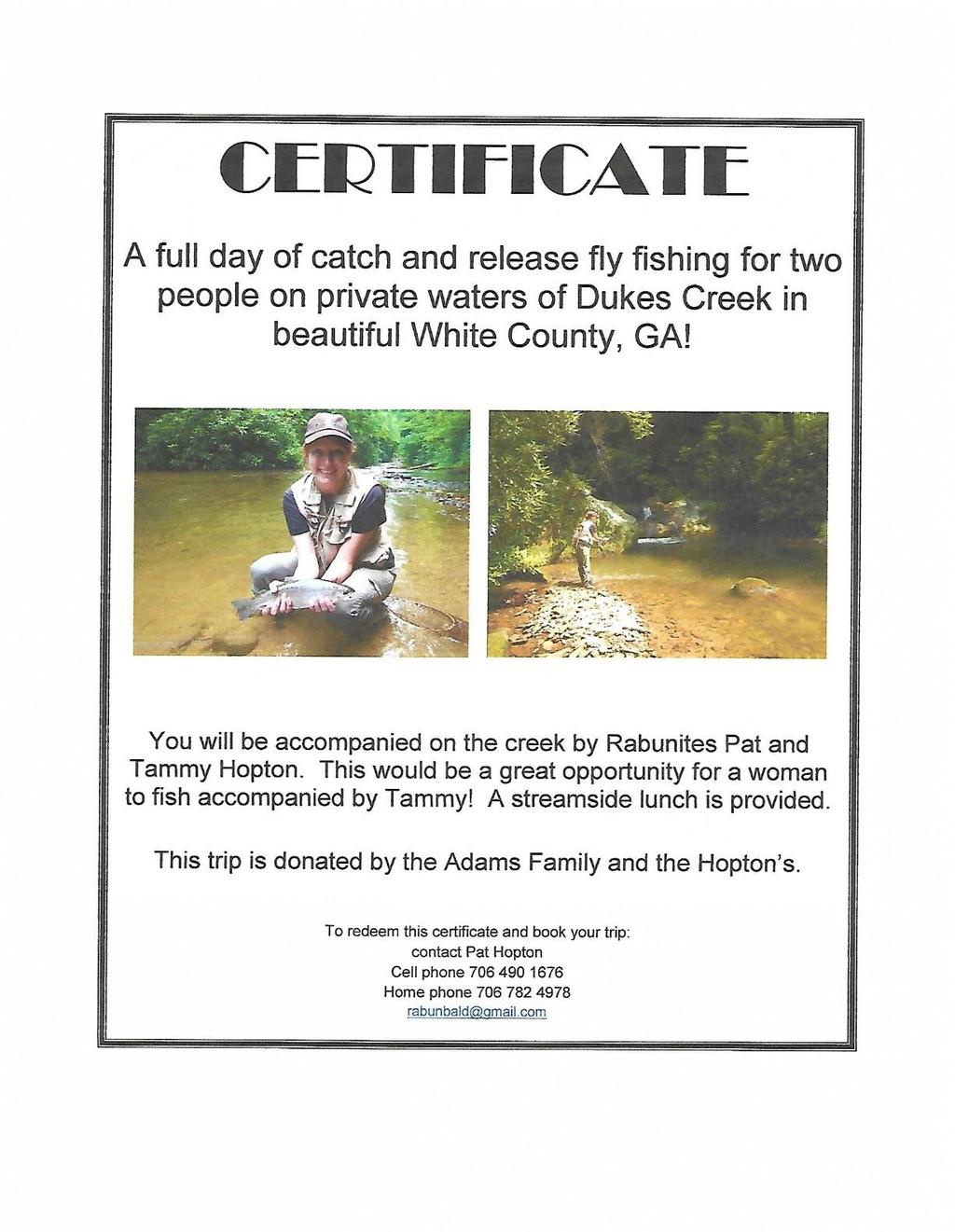 Full Day of Catch and Release Fly Fishing for Two on the Private Waters of Dukes Creek in beautiful
