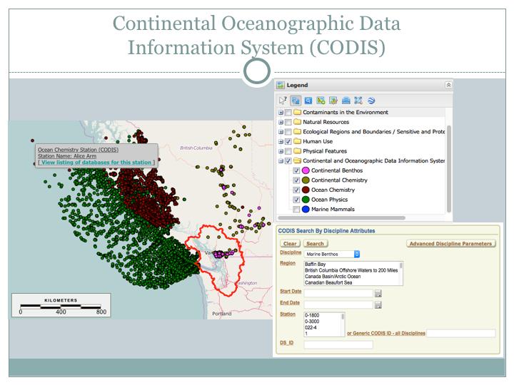 Slide 7: The Continental Oceanographic Data Information System (CODIS) is the complete legacy data set that I believe was mothballed by DFO a few years ago.