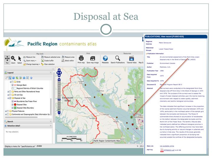 Slide 3: This view shows the layer of documented Disposal at Sea locations and